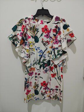 KINDLE White floral bodycon dress size S